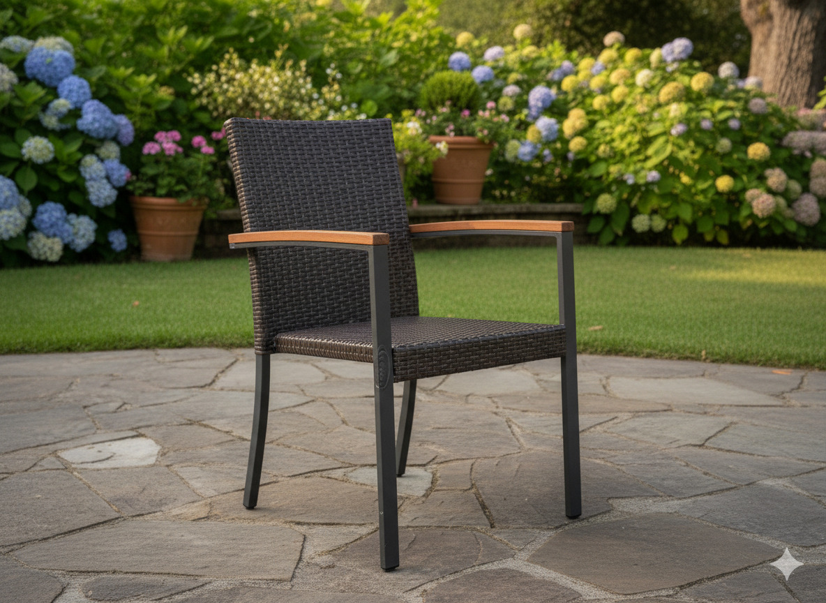 Metal outdoor chair after repair