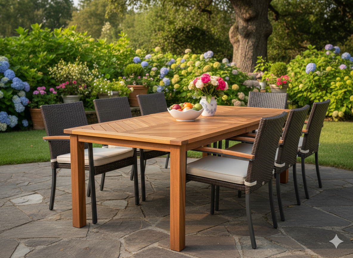 Restored timber garden table